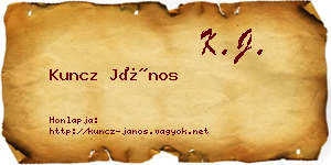 Kuncz János névjegykártya