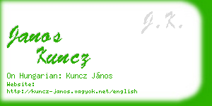janos kuncz business card
